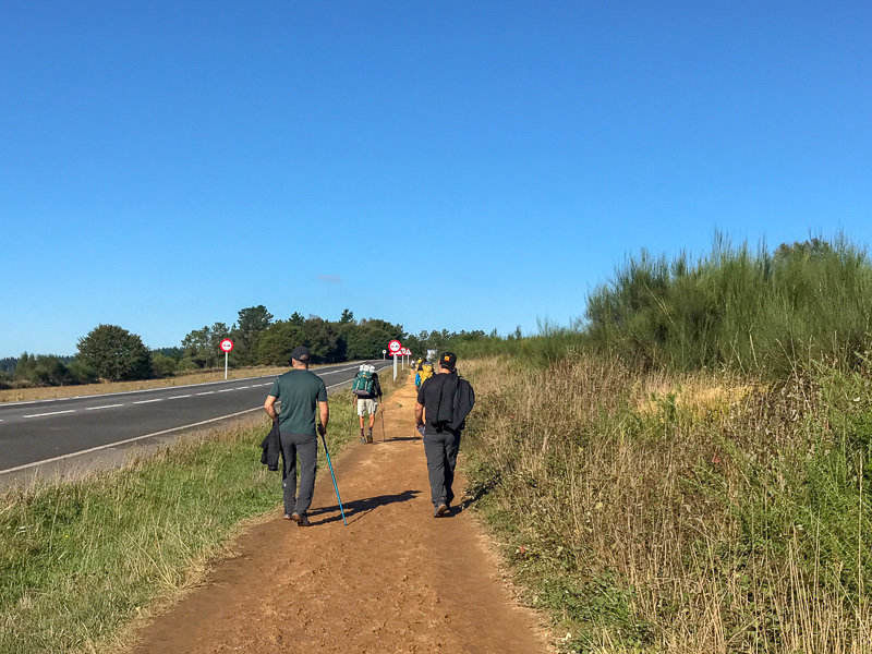 The less scenic parts of the Camino de Santiago are right beside roads. 