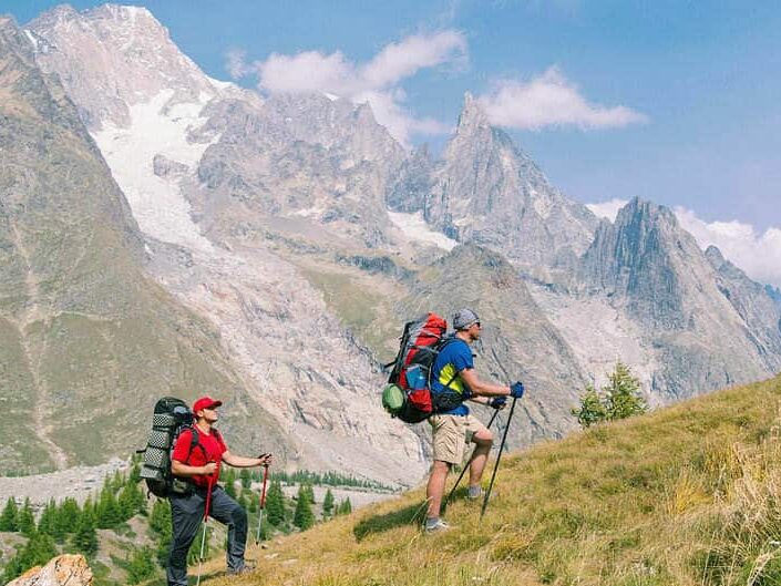 male hikers on the TMB