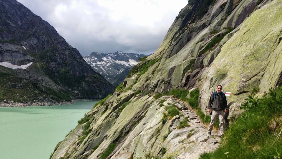 The Gelmer Lake hiking trail offers spectacular mountain and lake views the entire time! Pictured is J.P. (my husband).