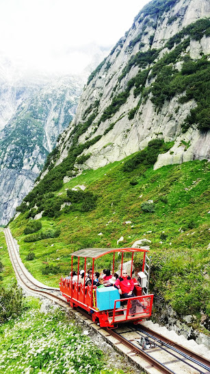 Gelmer Funicular, is the steepest in Europe! Great fun for families and anyone who enjoys glacier-covered mountain views without the effort!