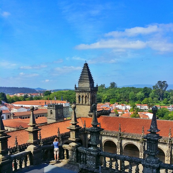 Panaromic views over Santiago from the top of the Catedral de Santiago de Compostela