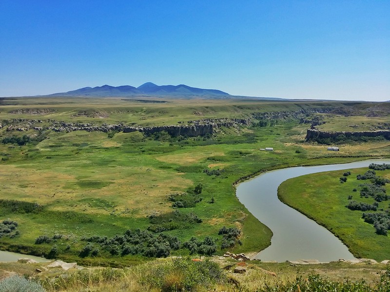 Milk River and the Sweetgrass Hills in the background