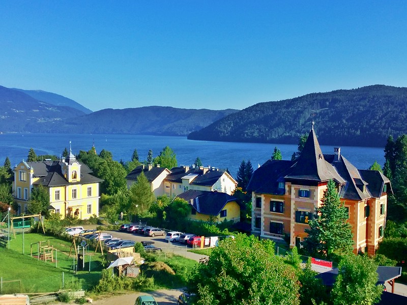 View overlooking Milstatt am See (town of Milstatt and the Lake) in Carinthia, Austria