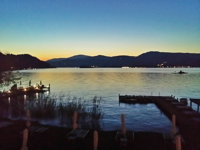 Gorgeous sunset views of the Wörthersee from the Maria Wörth peninsula. 