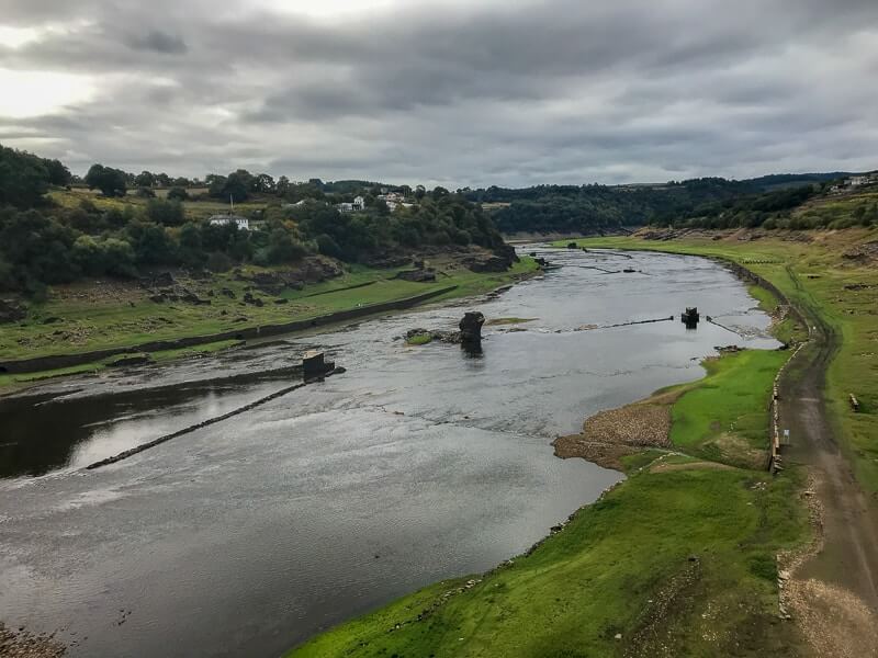 Ancient buildings along the Miño River in Portomarin, along the last 100 km of the Camino de Santiago