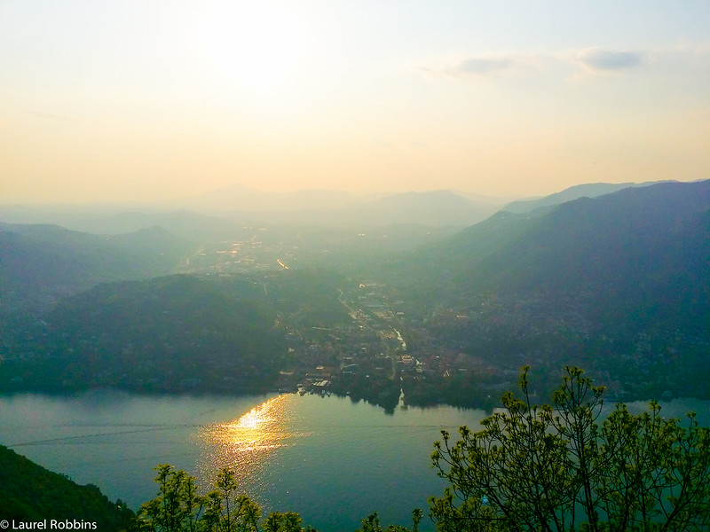 View over Lake Como from the Faro Voltiano Lighthouse in Brunate