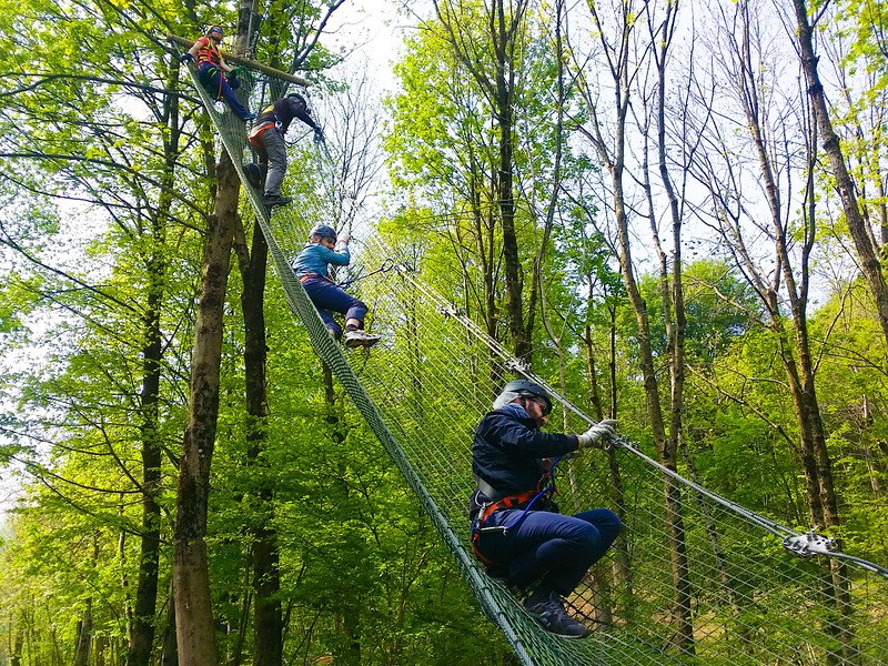 navigating the spiderman nets is an adventure at Jungle Raider Park Xtreme in Como Italy