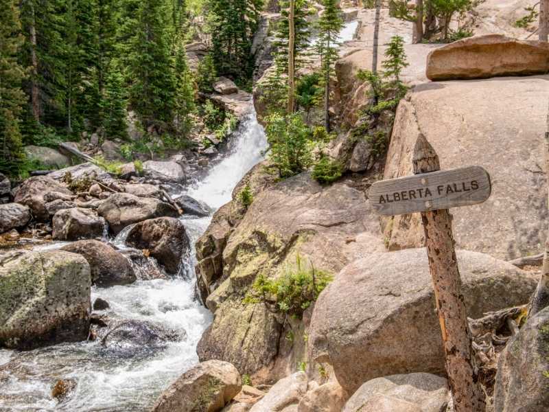 Alberta Falls is an easy hike in Rocky Mountain National Park