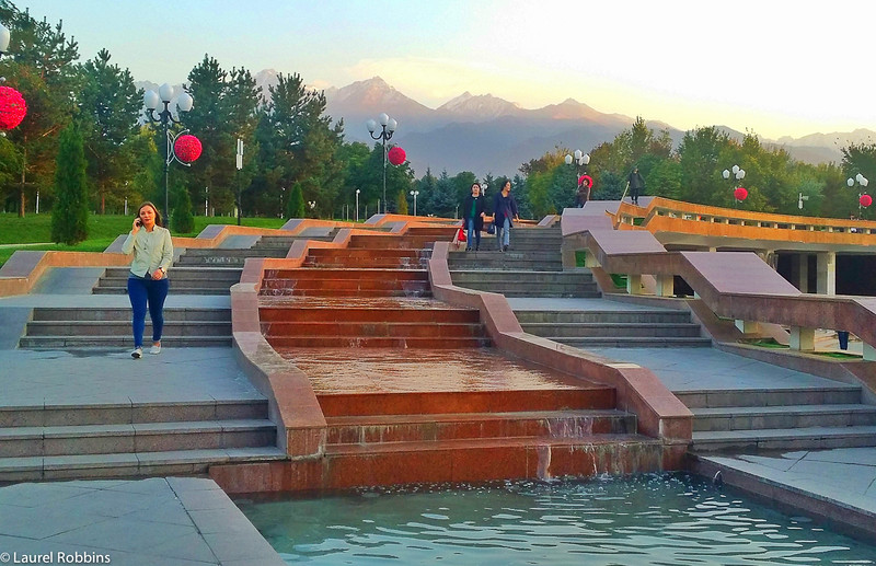 Water feature at First Presiden'ts Park in Almaty Kazakhstan.