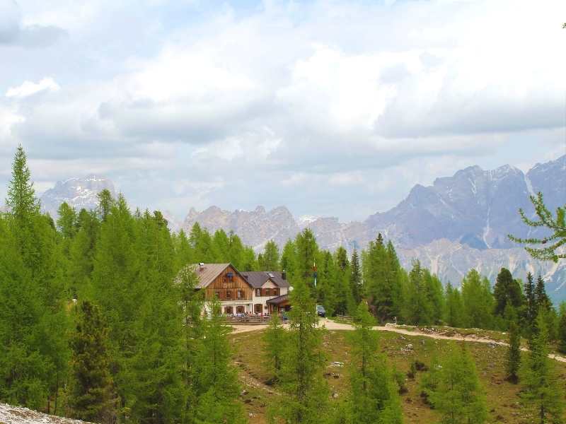 Mountain riguio and the Dolomites Mountain Range on the Alta Via 1 South