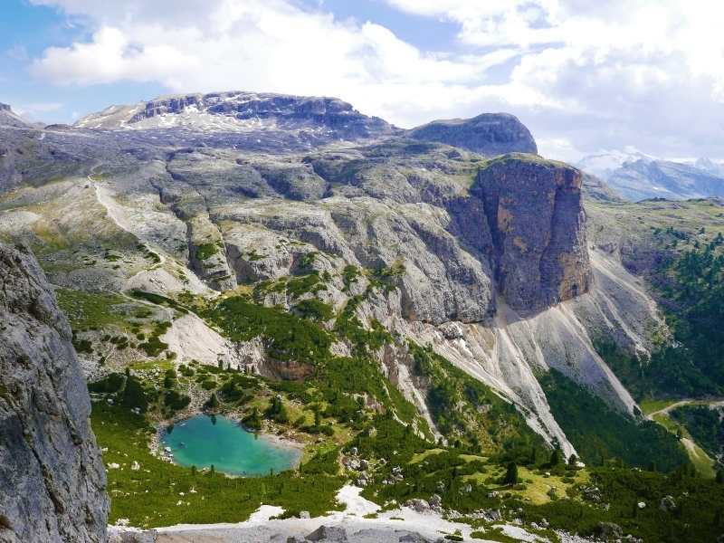 You'll hike past the Forcella del Lago on your Alta Via 1 South Hiking Tour in the Dolomites, Italy