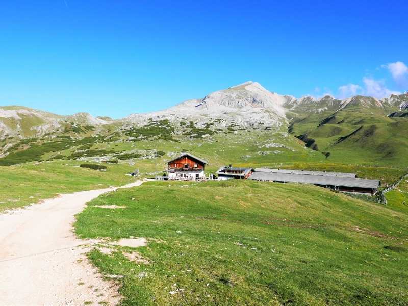 Mountain refugion on the Alta Via 1 North in the Dolomites, Italy