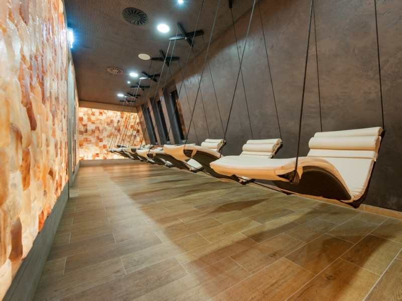 relaxing area in the salt cave of the Aqua Dome in Austria