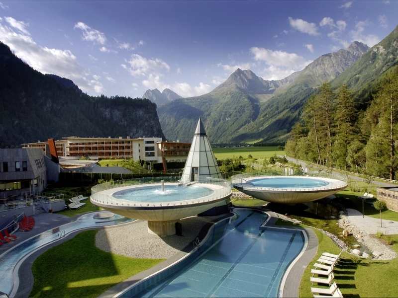 levitating pools are a highlight of the Aqua Dome Wellness and Thermal Hotel in Tyrol Austria