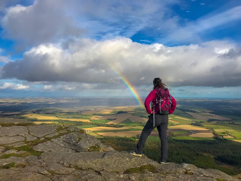 rainbow seen from the top of Bennachie in Aberdeenshire