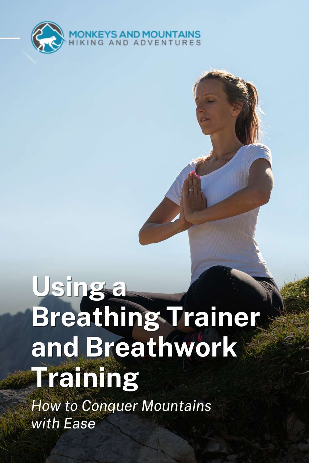 woman doing breathwork at the mountains