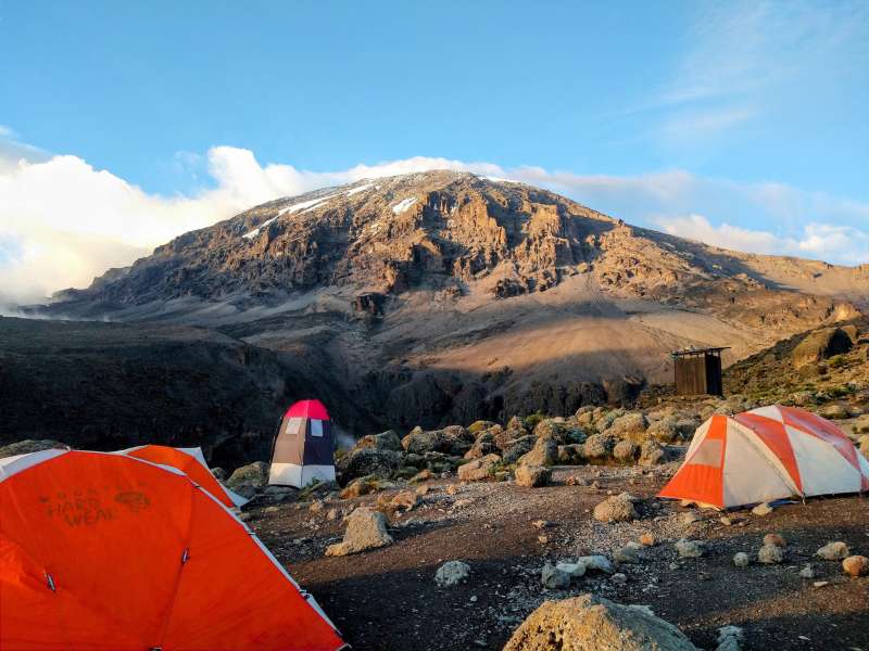 camping near the mountain of kilimanjaro