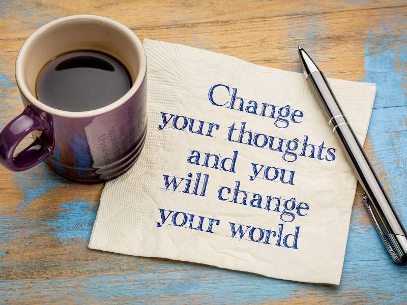 writing on a napkin change your thoughts and you will change your world