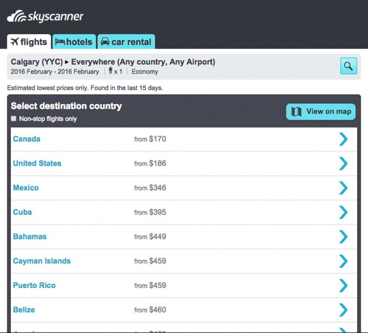 cheap flight tip: prices for different travel destinations