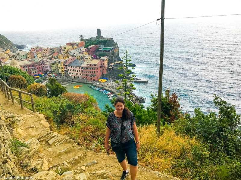 Laurel Robbins hiking the Cinque Terre to the village of Vernazza