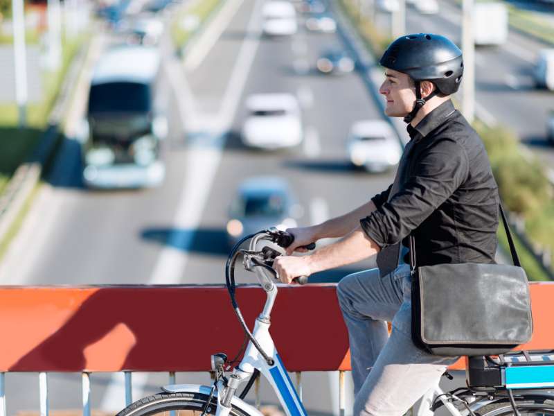 commuter riding an ebike to work