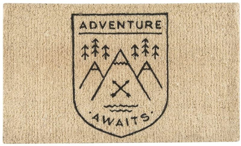 Welcome your friends and family into your home with and Adventure Awaits welcome mat. 