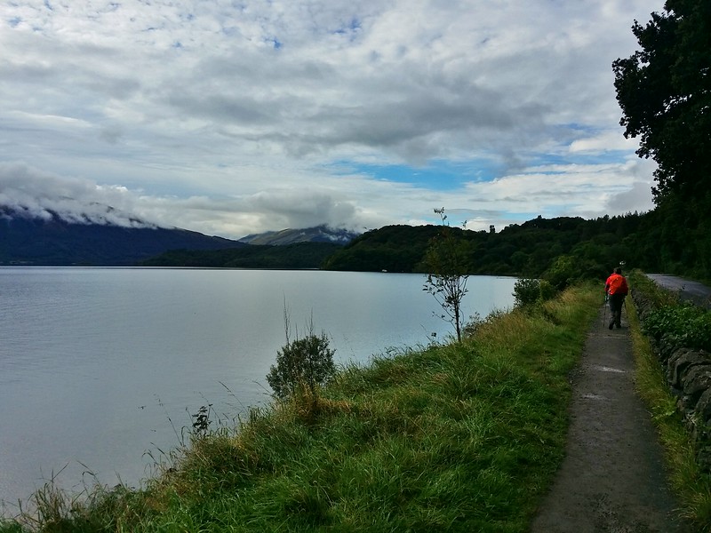 Day 2 hiker along the shores of Loch Lomond in Scotland