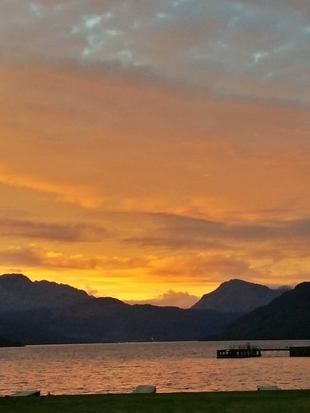 Day 2 sunset over Loch Lomand in Rowardennan