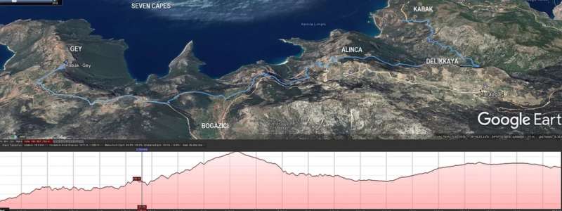 Hike From Kabak – Alinca – Gey. Walk of the Seven Capes in western lycian way hiking map