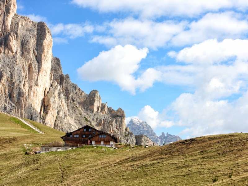 You'll hike to Rifugio Nuvolau on the Alta Via 1 which has some of the best views of the Dolomites found anywhere