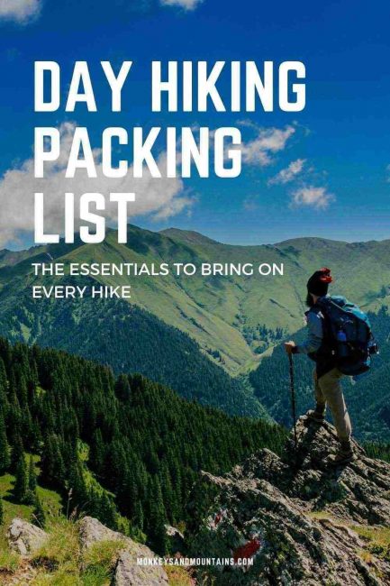 day hiking packing list pin