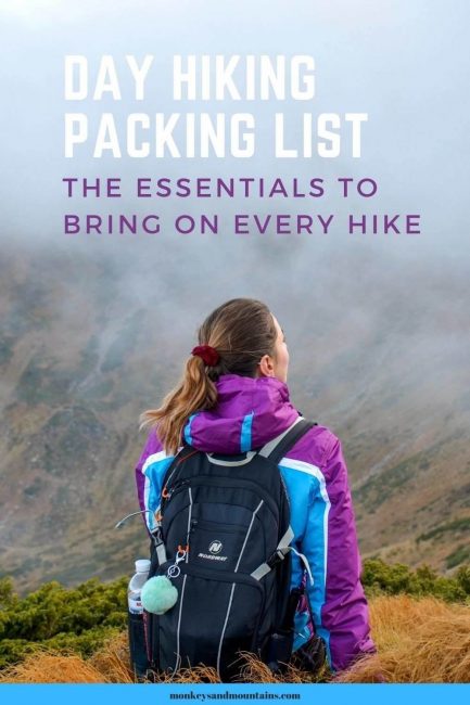 day hiking packing list pin