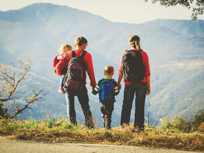 hiking as a family with a toddler and a child