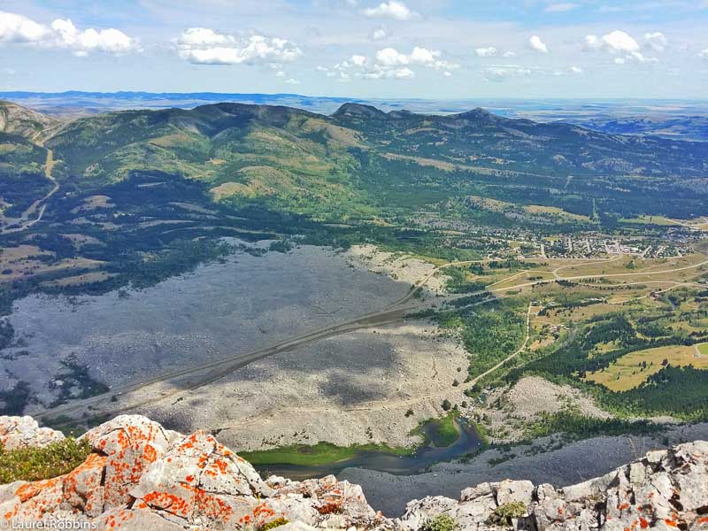 Overlooking Frank Slide from the first summit of Turtle Mountain in the Crowsnest Pass