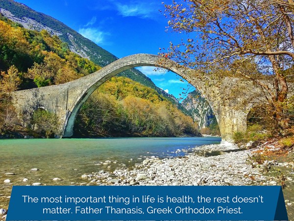 Father Thanasis quote. One of ~74 stone-arched bridges found in Epirus that connect the villages in the mountainous region.