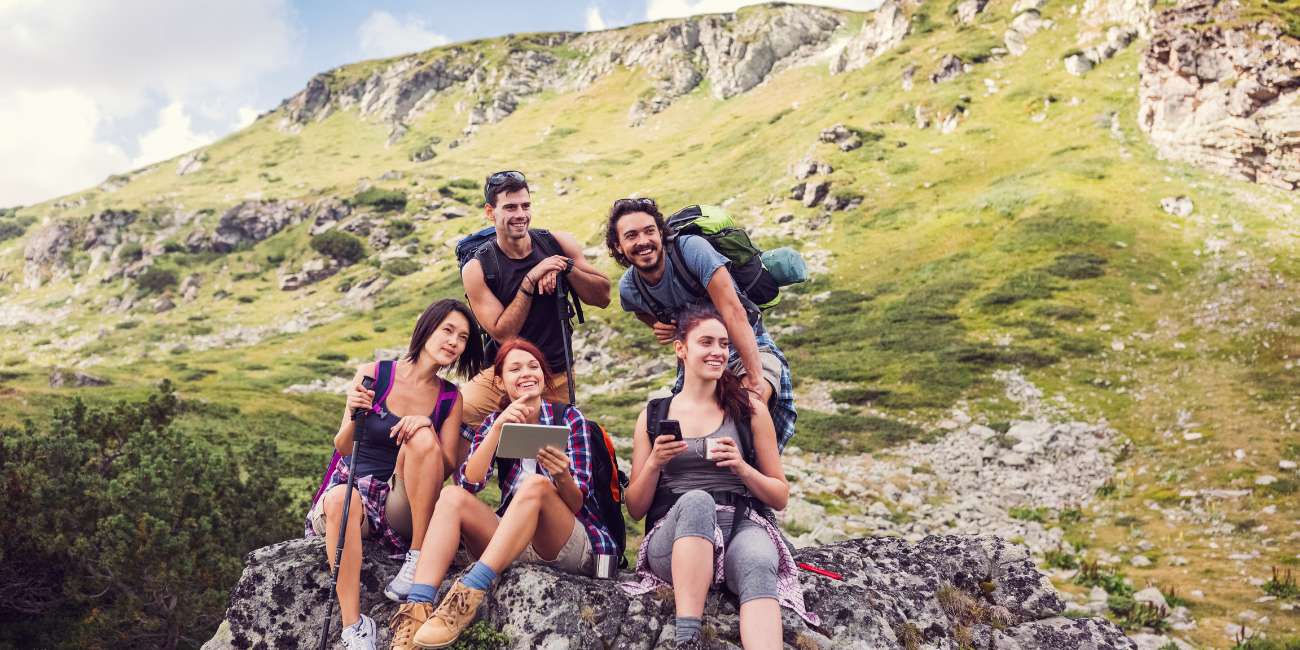 hiking with friends