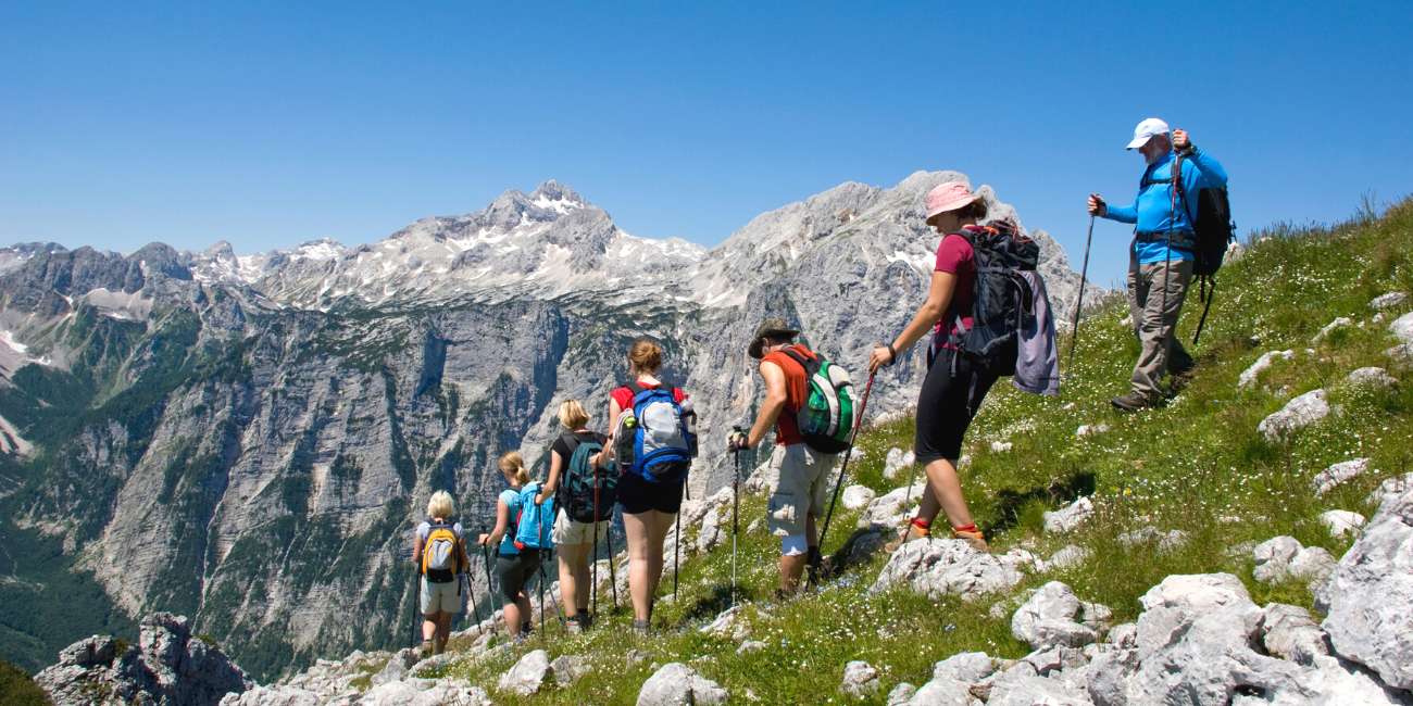 group of people in a hiking tour