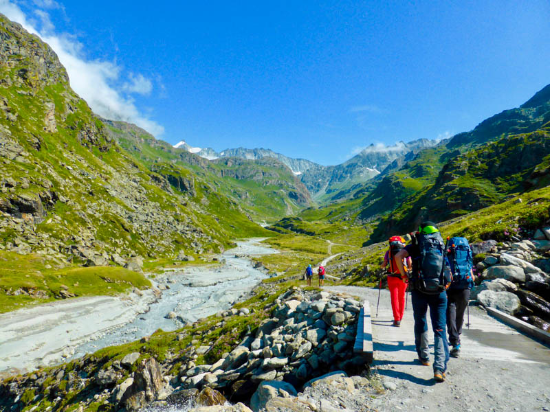 Trekkers in Haute Route: Chamonix to Zermatt