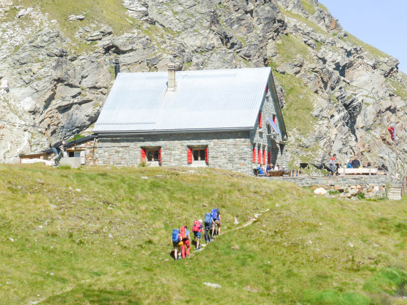 Arriving into a Mountain Refuge during a Hike from Chamonix to Zermatt