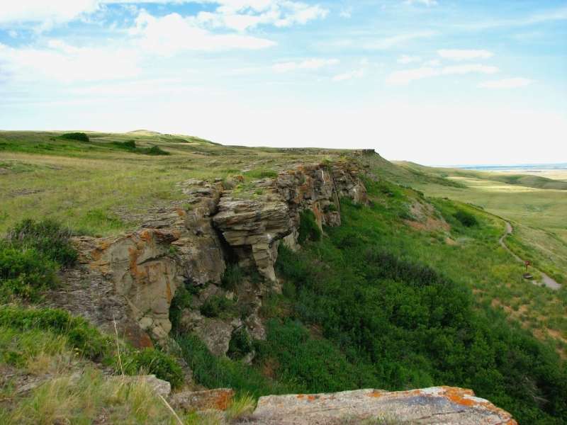 Aerial view of Head-Smashed-In Buffalo Jump in Alberta