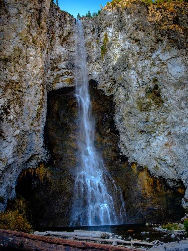 Fairy Falls Trail leads you to a spectacular 200 ft high waterfall - well worth the hike