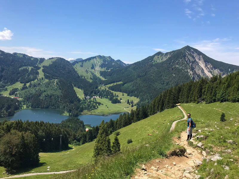 hiker enjoying the mountain view