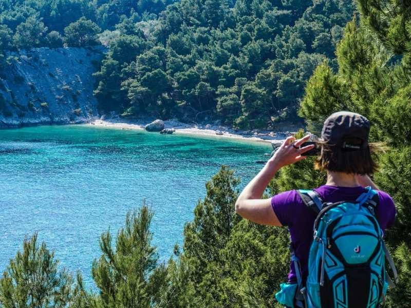 Hiker self-guided hiking tour in Croatia, a spectacular coastal hike in Europe