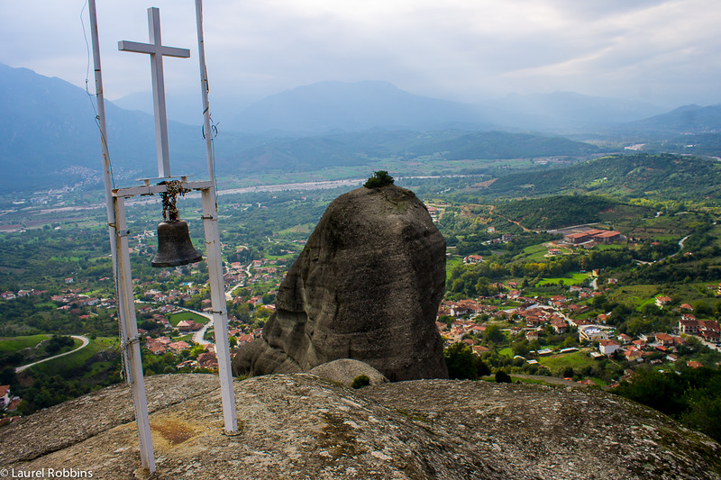 View from Holy Spirit Mountain to the Small Holy Spirit, where a few brave villagers will fee-climb to change the scarf every year. 