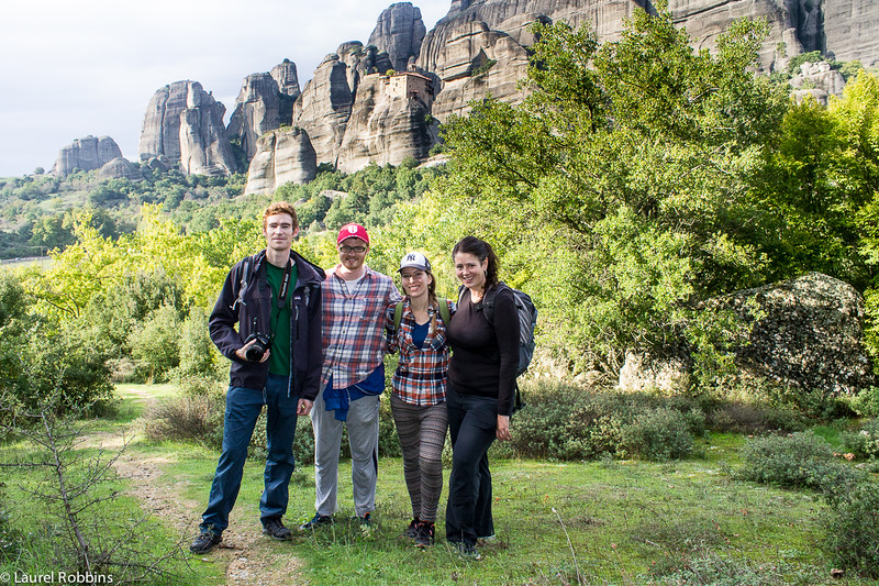 Our hiking group revelling in the geological phenomenon that makes Meteora, Greece so famous. 