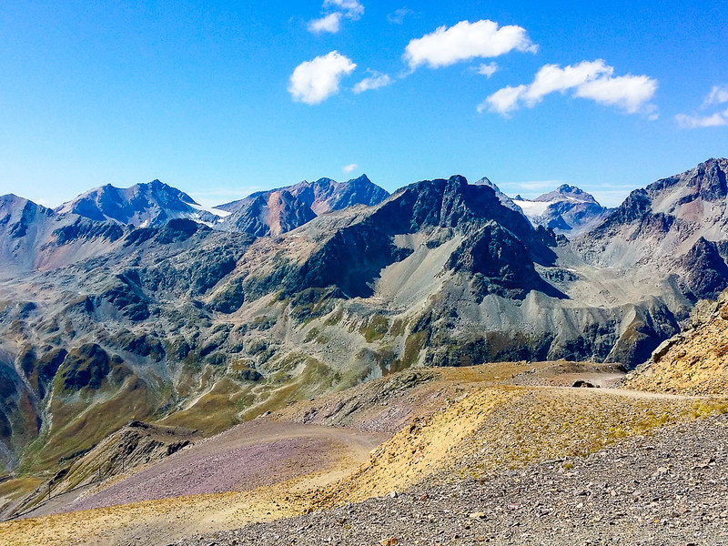 Dramatic landscape and glaciers of the Engadin mountains near St Moritz Swizterland.