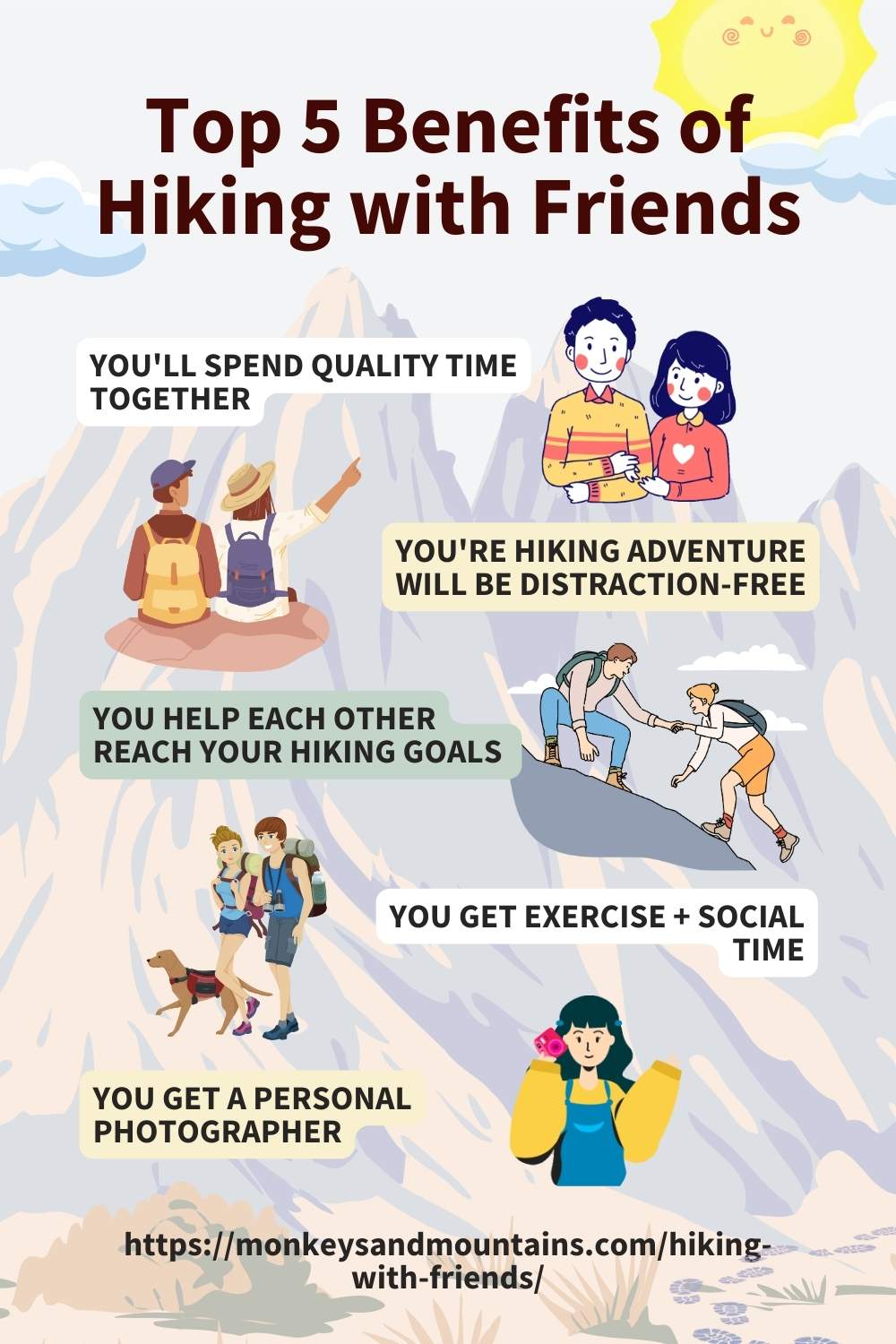 hiking with friends infographic