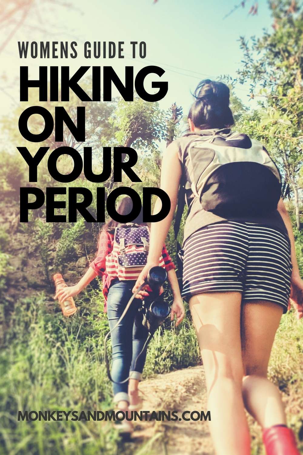 women hiking on your period guide