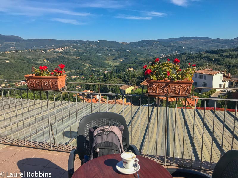 cappucino with views over the hills from Fiesole