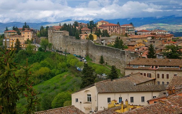 City wall in Perugia, Umbria, Italy